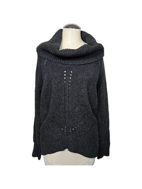 Ann Taylor LOFT Wool Blend Cowl Neck Gray Sweater M